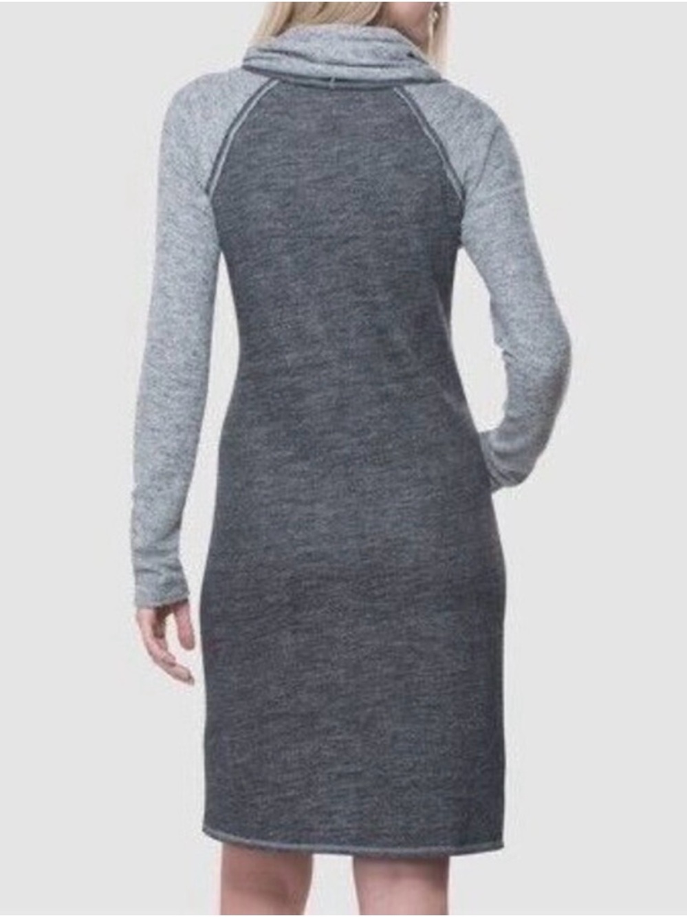 Kuhl Nova Pullover Long Sleeve Sweater Dress Cowl Neck‎ Two Tone Gray Size L